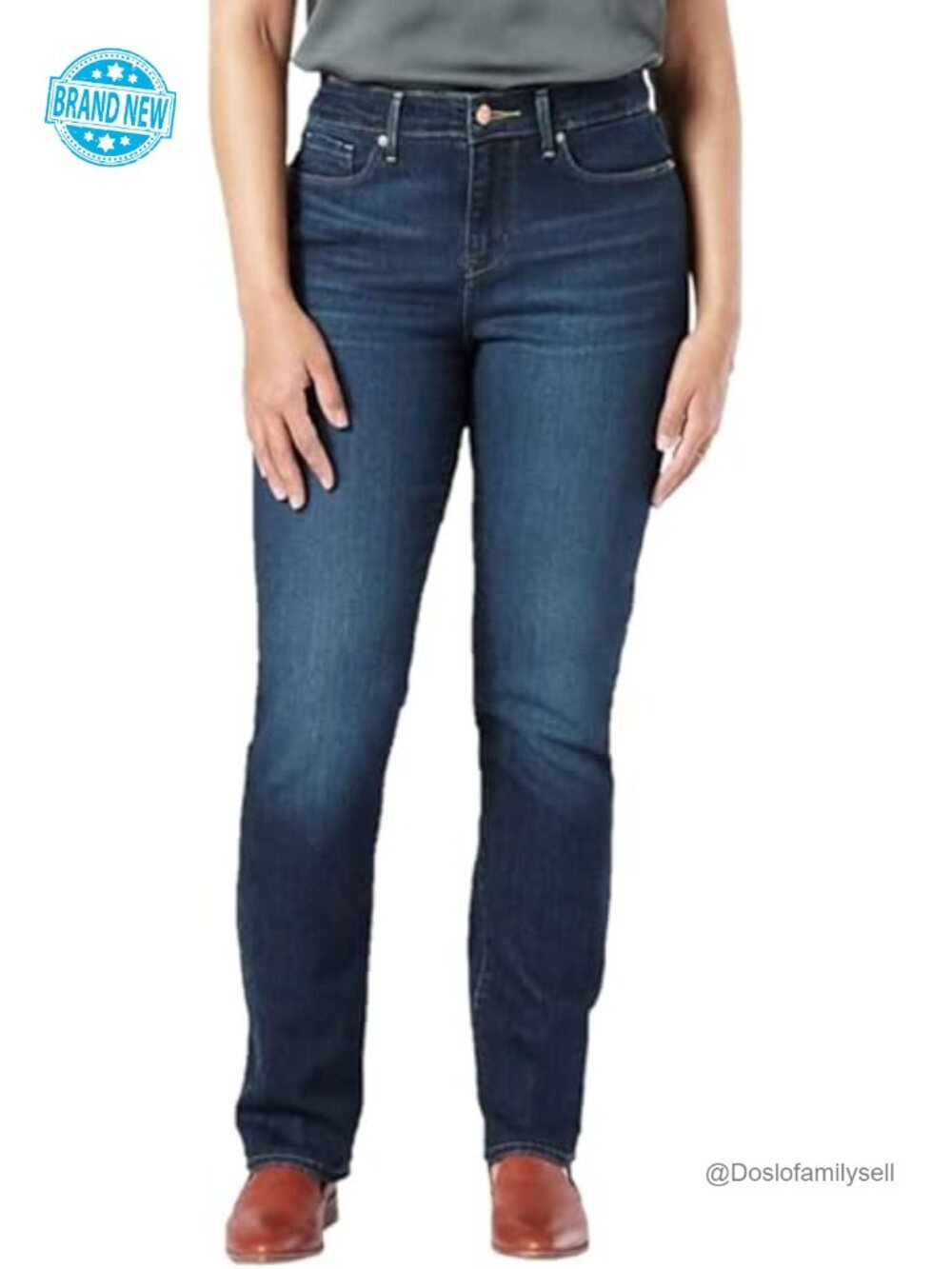 Modern Straight Jeans Mid Rise Stretch Cotton Blend 5 Pocket